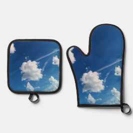 Wolken in het licht ovenwant & pannenlap set