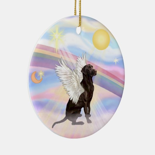 Wolken - Labrador Angel (Chocolade) Keramisch Ornament (Rechts)