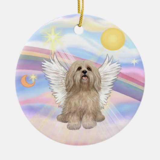 Wolken - Lhasa Apso (crème) Keramisch Ornament (Voorkant)
