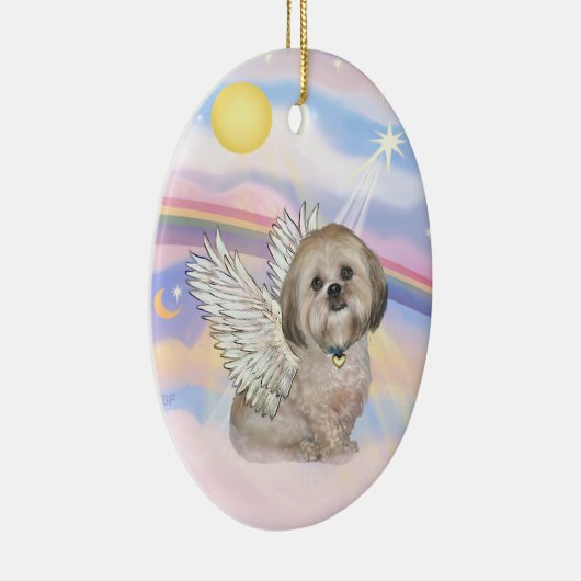 Wolken - Lhasa Apso (L) Keramisch Ornament (Rechts)
