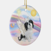 Wolken - Lhasa Apso (zwart-wit) Keramisch Ornament (Rechts)