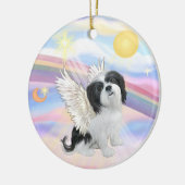 Wolken - Lhasa Apso (zwart-wit) Keramisch Ornament (Links)