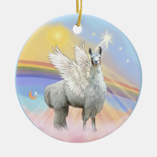Wolken - Llama Engel (12) Keramisch Ornament (Voorkant)