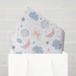 Wolken Maan Sterren Decoupage Papier, Hemels Tissuepapier