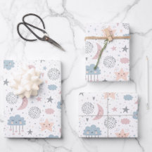 Wolken Maan Sterren Inpakpapier, Hemels Geschenk 
