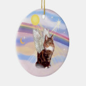 Wolken - Maine Coon Tabby Kat Engel Keramisch Ornament (Rechts)