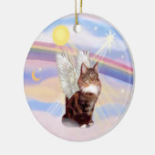 Wolken - Maine Coon Tabby Kat Engel Keramisch Ornament (Links)