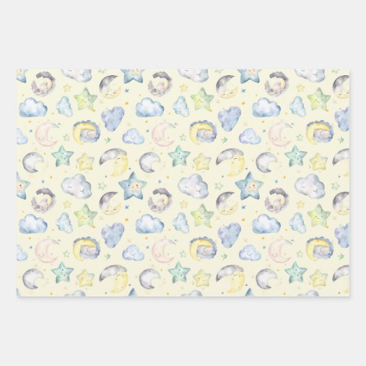 Wolken, manen en sterren voor Baby Inpakpapier Vel (Voorkant 3)