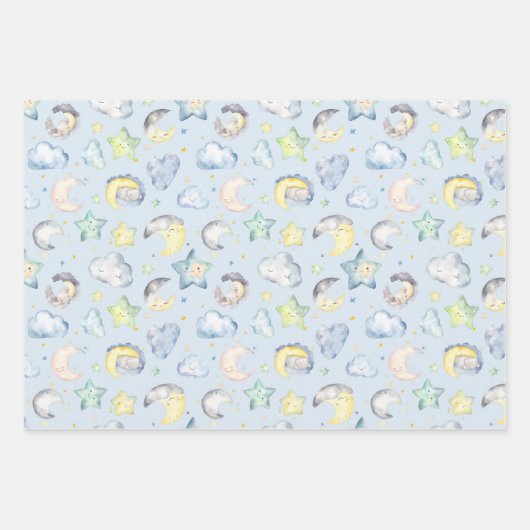 Wolken, manen en sterren voor Baby Inpakpapier Vel (Voorkant 2)