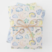 Wolken, manen en sterren voor Baby Inpakpapier Vel (In situ)