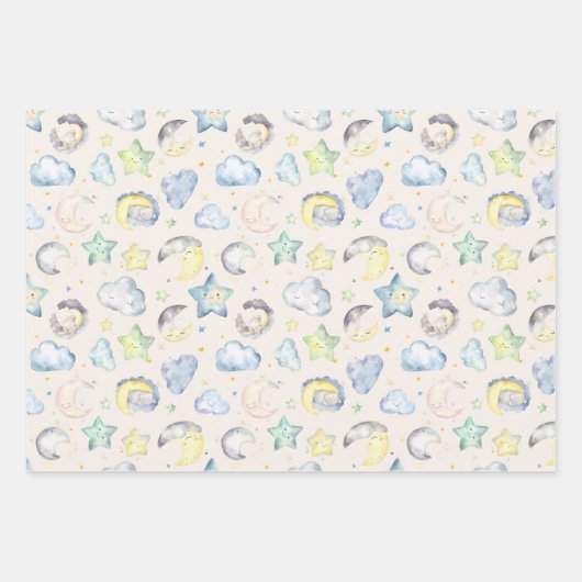 Wolken, manen en sterren voor Baby Inpakpapier Vel (Voorkant)