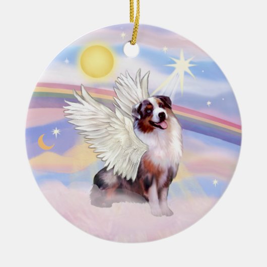 Wolken - Merle Australian Shepherd Angel (#1) Keramisch Ornament (Voorkant)