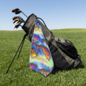 Wolken met een verouderde structuur op oranje, dri golfhanddoek (Groen)