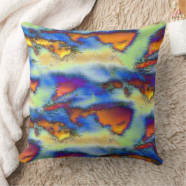 Wolken met een verouderde structuur op oranje, dri kussen