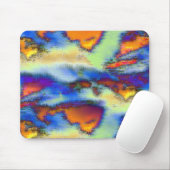 Wolken met een verouderde structuur op oranje, dri muismat (Met muis)