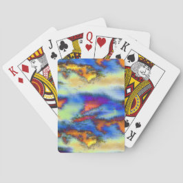 Wolken met een verouderde structuur op oranje, dri pokerkaarten