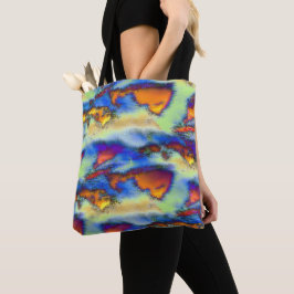 Wolken met een verouderde structuur op oranje, dri tote bag