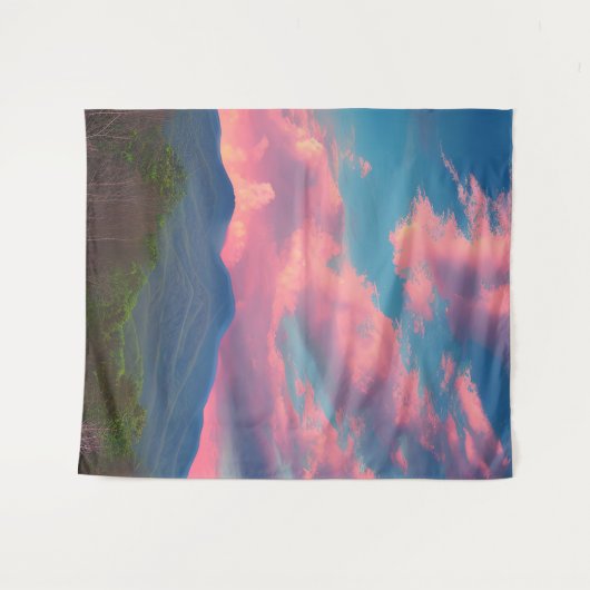 wolken met roos wandkleed (Voorkant (horizontaal))