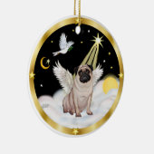 Wolken (N)- Pug Engel (reebruin) Keramisch Ornament (Rechts)