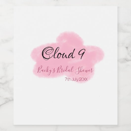 Wolken negen roze pastel bruidsfeest datum wijn etiket (Enkel label)