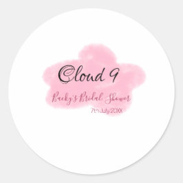 Wolken negen roze pastel bruidsfeest naamdatum ronde sticker