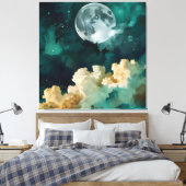 Wolken onder de maan canvas afdruk (Insitu (Slaapkamer))