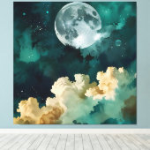 Wolken onder de maan canvas afdruk (Insitu (Houten vloer))