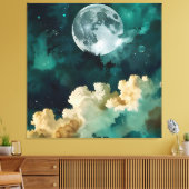 Wolken onder de maan canvas afdruk (Insitu (Woonkamer))