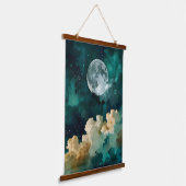 Wolken onder de maan hangend wandkleed (Gebogen)