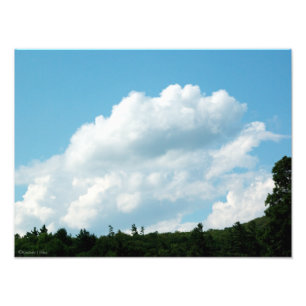 Wolken ontmoeten bomen foto afdruk