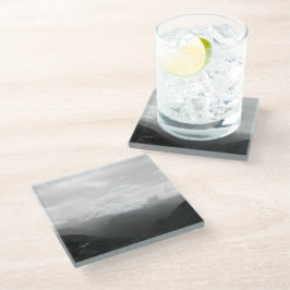 Wolken op de heuvels Zwart-wit Fotografie Glazen Onderzetter