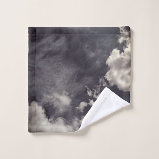 Wolken, op donkerblauw washandje (Wasdoekje)
