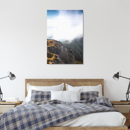 Wolken over bergen canvas afdruk (Insitu (Slaapkamer))