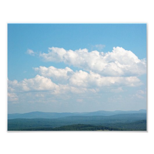 Wolken over bergen foto afdruk (Voorkant)