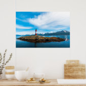 Wolken over een vuurtoren bij Ushuaia, Argentinië Poster (Keuken)