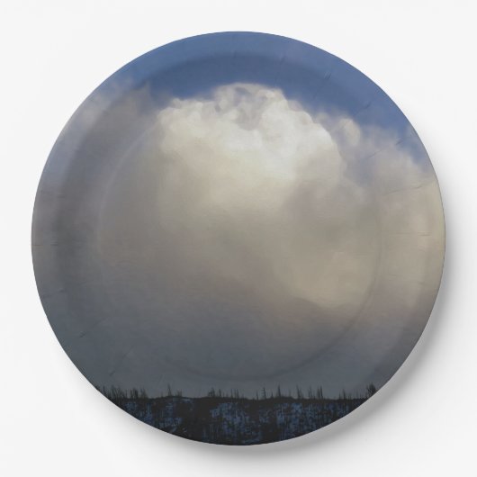 Wolken over het station papieren bordje (Voorkant)