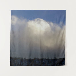 Wolken over het station wandkleed