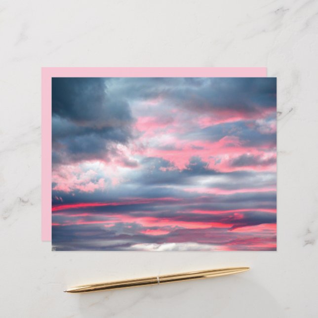 Wolken: prachtig roze blauwe hemel (Voorkant / Achterkant in situ)