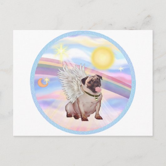 Wolken - Pug Engel (#2) Briefkaart (Voorkant)