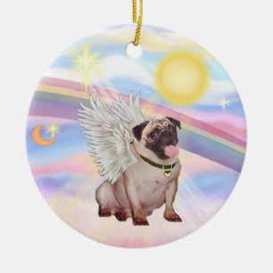 Wolken - Pug Engel (vaalbruin) Keramisch Ornament