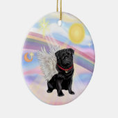 Wolken - Pug Engel (zwart) Keramisch Ornament (Rechts)