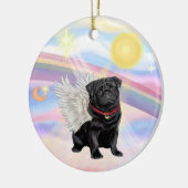 Wolken - Pug Engel (zwart) Keramisch Ornament (Links)