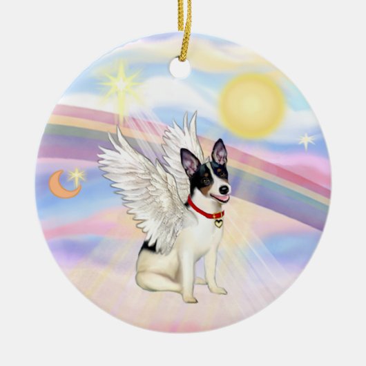 Wolken - Rat Terrier Engel Keramisch Ornament (Voorkant)