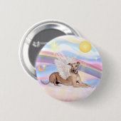 Wolken - Reekleurige Greyhound Engel (liggend) Ronde Button 5,7 Cm (Voorkant /achterkant)