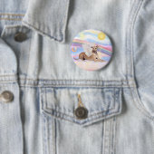 Wolken - Reekleurige Greyhound Engel (liggend) Ronde Button 5,7 Cm (In situ)