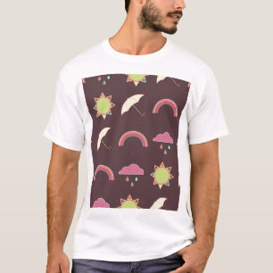 Wolken, regen, zon, paraplupatroon. t-shirt