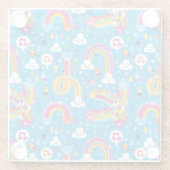 wolken regenbogen laten het heetsenpatroon vallen glazen onderzetter (Achterkant)