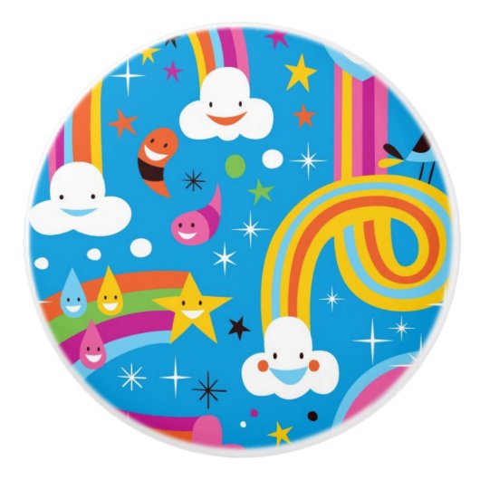 wolken regenbogen laten het heetsenpatroon vallen keramische knop (Voorkant)