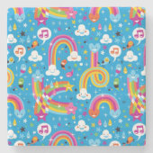 wolken regenbogen laten het heetsenpatroon vallen stenen onderzetter (Voorkant)