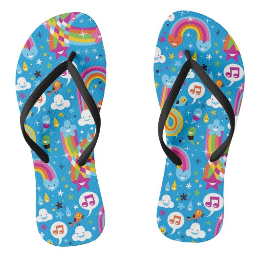 wolken regenbogen laten het heetsenpatroon vallen teenslippers (Voetbed)